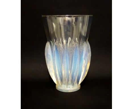 R. Lalique, 'Gérardmer' vase, No. 10-885 designed 1934, executed post 1945, opalescent stencilled R. LALIQUE FRANCE H. 24.3 c