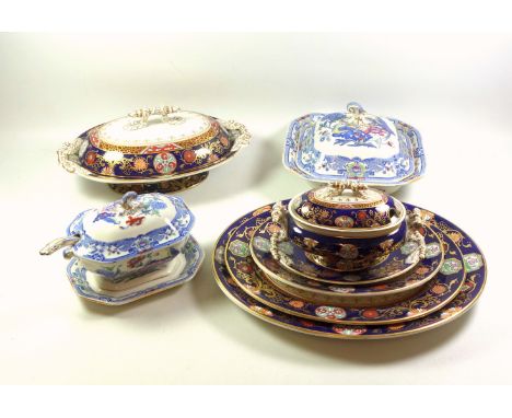 Victorian G. L. Ashworth &amp; Bros. ironstone part dinner service of 36 pieces, each with rich gilt and floral decoration an