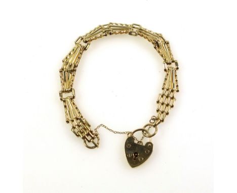 9ct gold fancy gate-link bracelet, by R B Ltd., London, 1982, 11.2grs