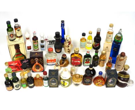 Miniatures - A wide variety to include Benriach Highland Malt Scotch Whisky 10 Y.O., Arran Single Island Malt, Courvoisier Mi