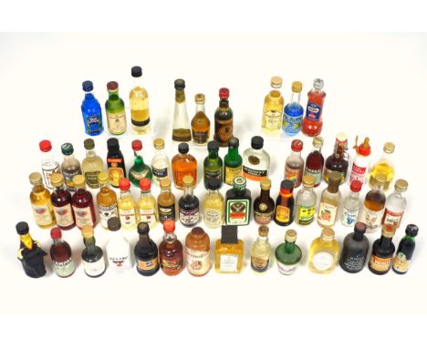 Miniatures - A wide variety to include whiskies, liqueurs, vodka, brandy and rum. (55)