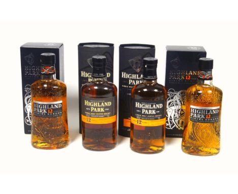 2 bottles of Highland Park 12 Year Old Viking Honour Single Malt Scotch Whisky, 700ml, 40% A.B.V., each boxed, and 2 other bo
