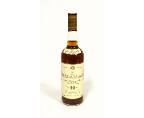 Bottle of Macallan 10 Year Old Speyside Single Malt Scotch Whisky, c.1980s, 75cl, 40% ABV