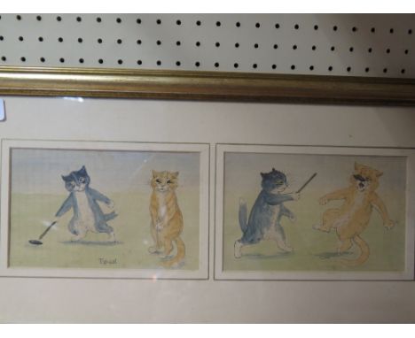 LOUIS WAIN, PAIR OF TINTED ENGRAVINGS