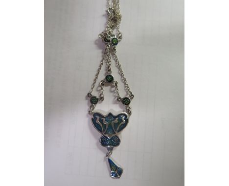 ART NOUVEU STYLE SILVER AND ENAMEL NECKLACE