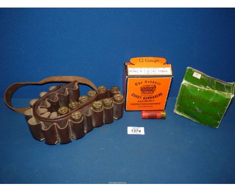 Two boxes of 12 bore cartridges including Avalon Superspeed together with a leather cartridge belt and cartridges.  - ALL AMM