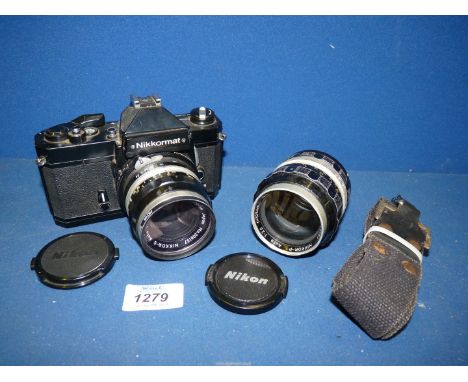 A Nikon Japan Nikkormat FT2 35mm SLR Camera (No.5346876) with a Nikkor-S 35mm f/2.8 Nippon Kogaku Lens (No.206157) having a s