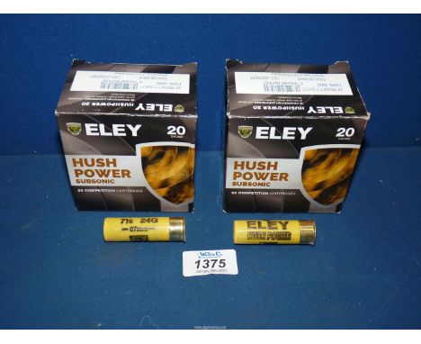 Two boxes of Subsonic Ely 20 g Cartridges, 25 in each.  - ALL AMMUNITION MUST BE COLLECTED IN PERSON - NO POSTAGE. PLEASE NOT