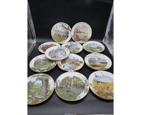 Twelve Royal Worcester 'Nature Scenes' Franklin porcelain display plates by Peter Banett.