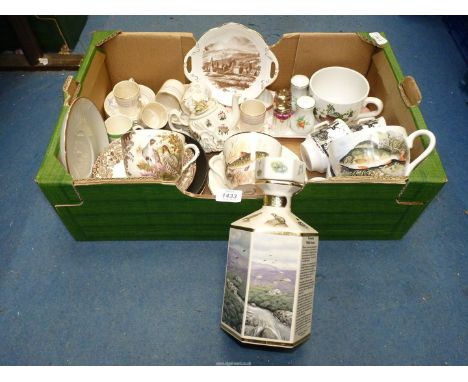 A quantity of china to include two large Portmeirion cups and miniature teapot, Royal Worcester Pallissy cup and saucer, Chin