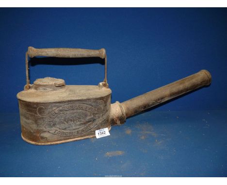 A cast iron railway Torch lamp, 'Wells unbreakable, A.C. Wells &amp; Co. No. 18A'.