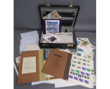 Briefcase with a large collection of used stamps and some first day covers&nbsp;