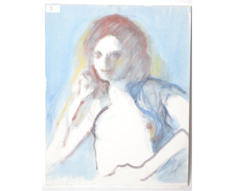 A 20th century oil/gouache painting on canvas depicting a portrait of a naked lady with red hair by listed artist Michael Coo