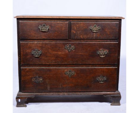 George II oak chest of two short and two long drawers raised on ogee bracket feet, circa.1760, width 94.5cm, depth 51.5cm, he