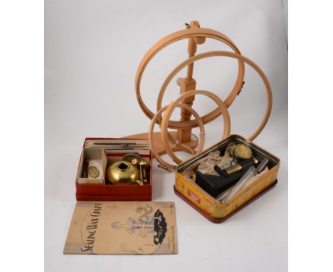 A vintage "Sealing Wax Craft" boxed set with original leaflet priced at 6d, and a "Fanny Frame" sewing frame with various siz