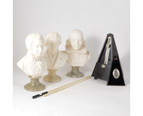 Of musical interest - three modern parian style busts in  alabaster and marble powder and resin by Alfo Giannelli for Egregia