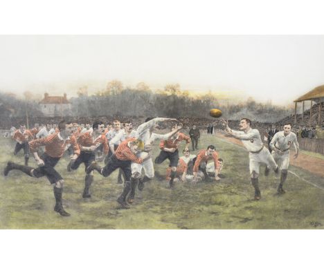 After W. B. Woolen, Rugby Match, reproduction print, 51 x 76cms.