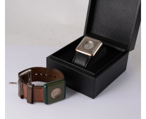 Prada - Two vintage Milano wrist watches, both with circular baton dials with quarter arabics, one in a plated case, the othe