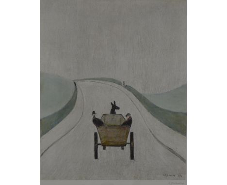 LAURENCE STEPHEN LOWRY RBA RA (1887-1976); a signed limited edition coloured print "The Cart", signed in pencil lower right, 