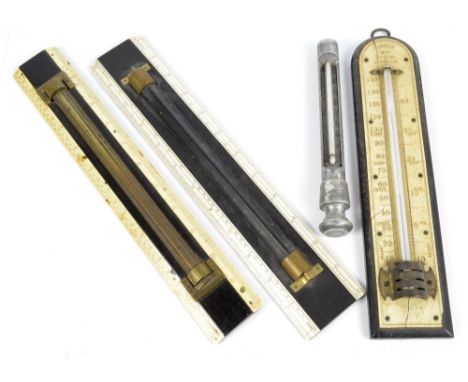 A late Victorian ebony and ivory mounted brass set rolling rule inscribed "T&H Doublet, 4 City Road, London", to measure 12",