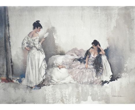 AFTER SIR WILLIAM RUSSELL FLINT; a limited edition coloured print, two female figures in an interior, 339/850, bears blind st