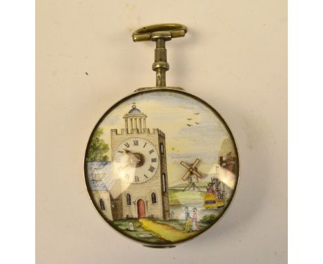 T. ADAMS OF LIVERPOOL; an early 19th century silver cased open face key wind pocket watch, the circular enamel dial hand pain