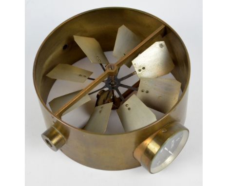 A brass anemometer complete with leather case, inscribed "Davis of Derby". 