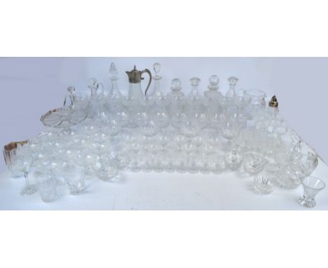 A large quantity of glass and collectors' plates, to include decanters, twelve brandy glasses, Wedgwood collectors' plates et