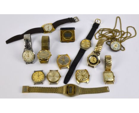 A group of various stainless steel gentleman's wristwatches to include Timex, Citizen, Rotary and Smiths, etc, also a gold pl