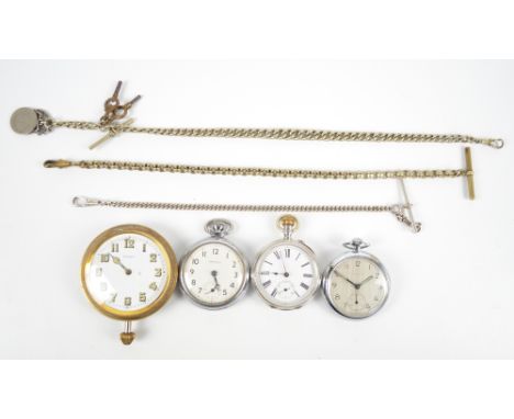 Three crown wind open face pocket watches comprising a late 19th century hallmarked silver cased example, the circular enamel