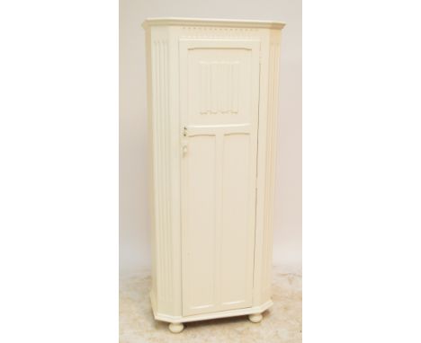 A painted oak hall robe, with single door enclosing shelf above rail with mirror to inside door, width 79cm, height 189cm.