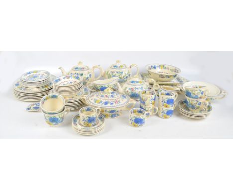 A quantity of Mason's Ironstone "Regency" pattern tea and dinner ware including eight dinner plates, dessert plates, tea plat