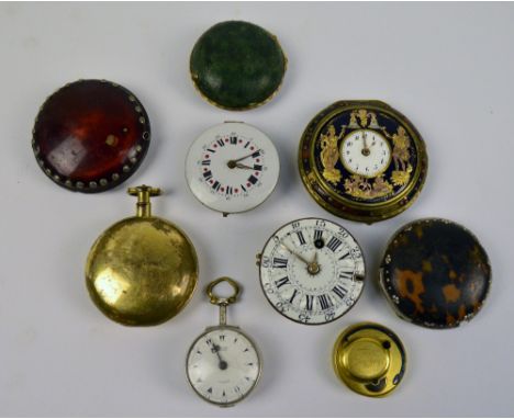 A group of pocket watches and movement to include Edward Prior of London, the fusee movement raised decorative pillars, numbe