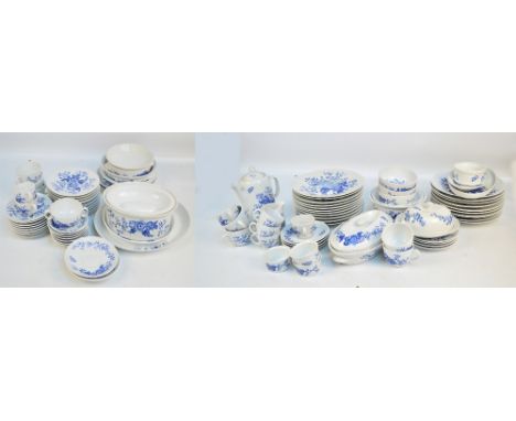 A Royal Worcester "Rhapsody" service including vegetable tureens, a large casserole dish, coffee pot, twenty-one large plates