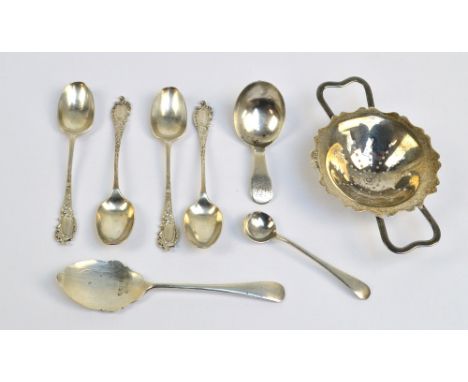 ELIZABETH MORLEY; a George III hallmarked silver fiddle pattern caddy spoon with engraved initials to the handle, London 1808