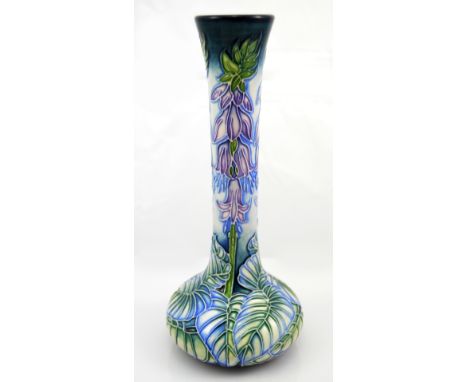 MOORCROFT; a "Sea Drift" pattern tube line decorated vase with squat body and slender neck, by Rachel J. Bishop, impressed ma