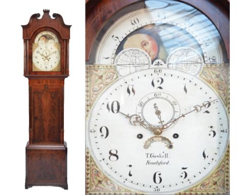 THOMAS GASKELL of Knutsford (active c.1784-1795); a late 18th century mahogany eight day long case clock, the floral decorate