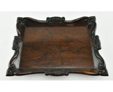 An early - mid 19th century circa 1840s table top card tray. The tray rectangular in form, with scrolling decoration to the t