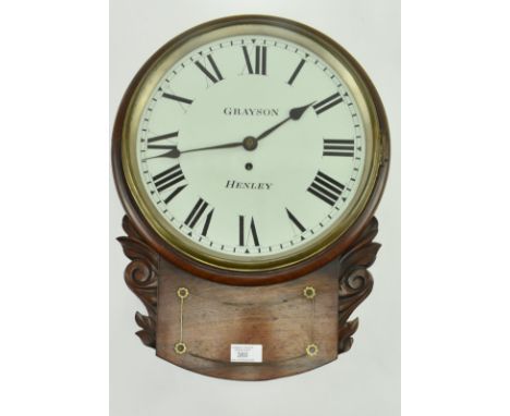 A 19th century Regency period rosewood cased station wall clock by Grayson Henley. The clock having a white circular dial wit