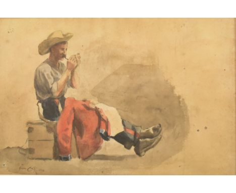 Charles Marion Russell (USA, 1864-1926) Portrait of Royal Canadian Regiment Private, 1888 Watercolour & pencil on paper Signe