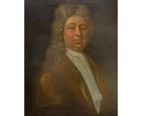 18th Century School Half length portrait of a gentleman wearing a wig, oil on canvas, 72cm x 61cm