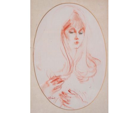Henry Bird (British, b.1909) Kristian Asleep, signed, chalk drawing, 21cm tondo, together with a further work by the same han