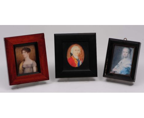 A 19th Century miniature portrait of a lady, a contemporary miniature and a miniature print (3)