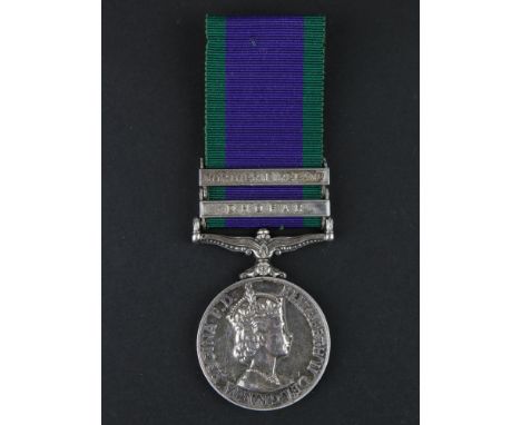 CSM QE2 with bars Dhofar and Northern Ireland, to 24268490 Gnr S J R Watson RA. GVF
