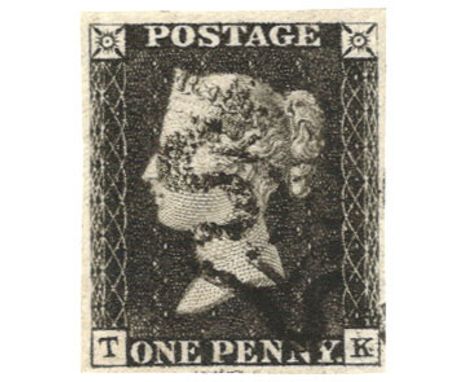 GB - 1840 Penny Black Plate 4 (T-K) four good margins, no faults, very fine used, cat £350