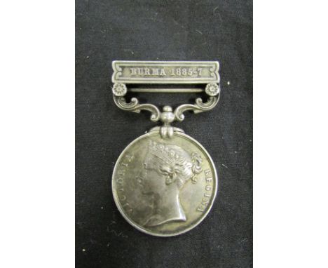 India General Service Medal 1854 with Burma 1885-7 clasp engraved to 2703 Pte R Craig 2d Bn R. Scot Fus. VF