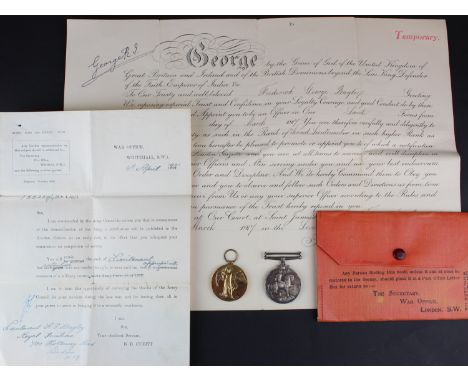 BWM & Victory Medal named 2.Lieut F G Bagley. Frederick George Bagley served with the Royal Fusiliers. Lot includes box of is