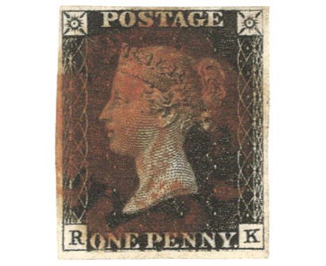 GB - 1840 Penny Black Plate 10 (R-K) var.d&h - smudgy red MX, four good margins, no faults, fine used cat £1500