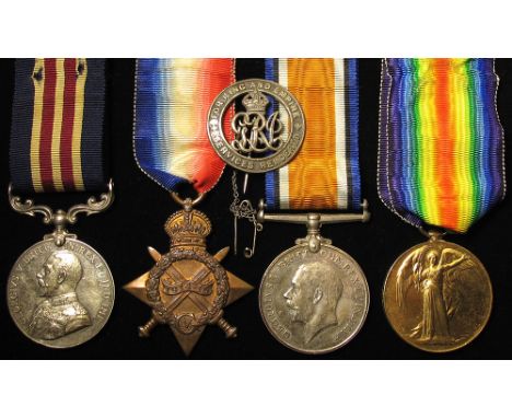 Military Medal, 1915 Star Trio and Silver War Badge No B310555 (for Wounds). To 1432 Pte Hubert Byng Worc Regt. (MM named 240