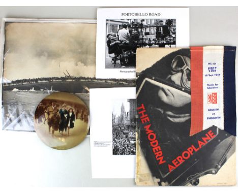 Ephemera - inc WW1 photo of the German cruiser Blucher sinking. A raised tin photographic portrait of an officer + family lea